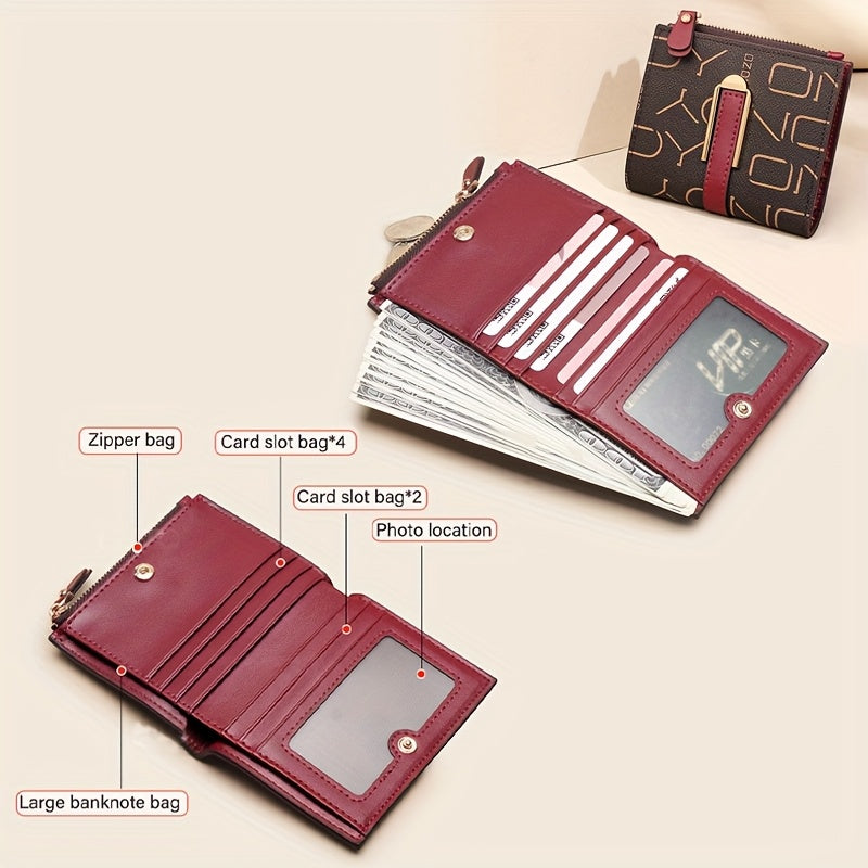 3pcs Women's wallet gift box set, fashionable letter printed long wallet+foldable small wallet+multi slot credit card storage card pack three piece set, the most suitable holiday gift set for girlfriends and mothers