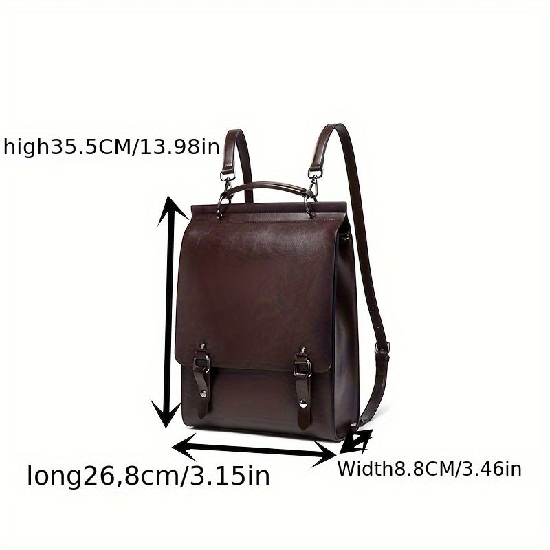 Women'S Genuine Leather Backpack - Large Capacity, Removable Shoulder Strap, Zipper Closure, Retro Preppy Style, Coffee Brown, Ideal for & Commuting, Casual Backpack | Retro Preppy Style | Genuine Leather Bag