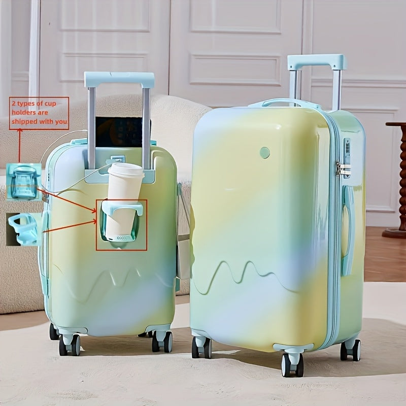 20-Inch ABS+PC Hardshell Spinner Carry-On Luggage with Iron\u002FAluminum Alloy Telescoping Handle, USB Port, Cup Holder, and Combination Lock for Business and Travel