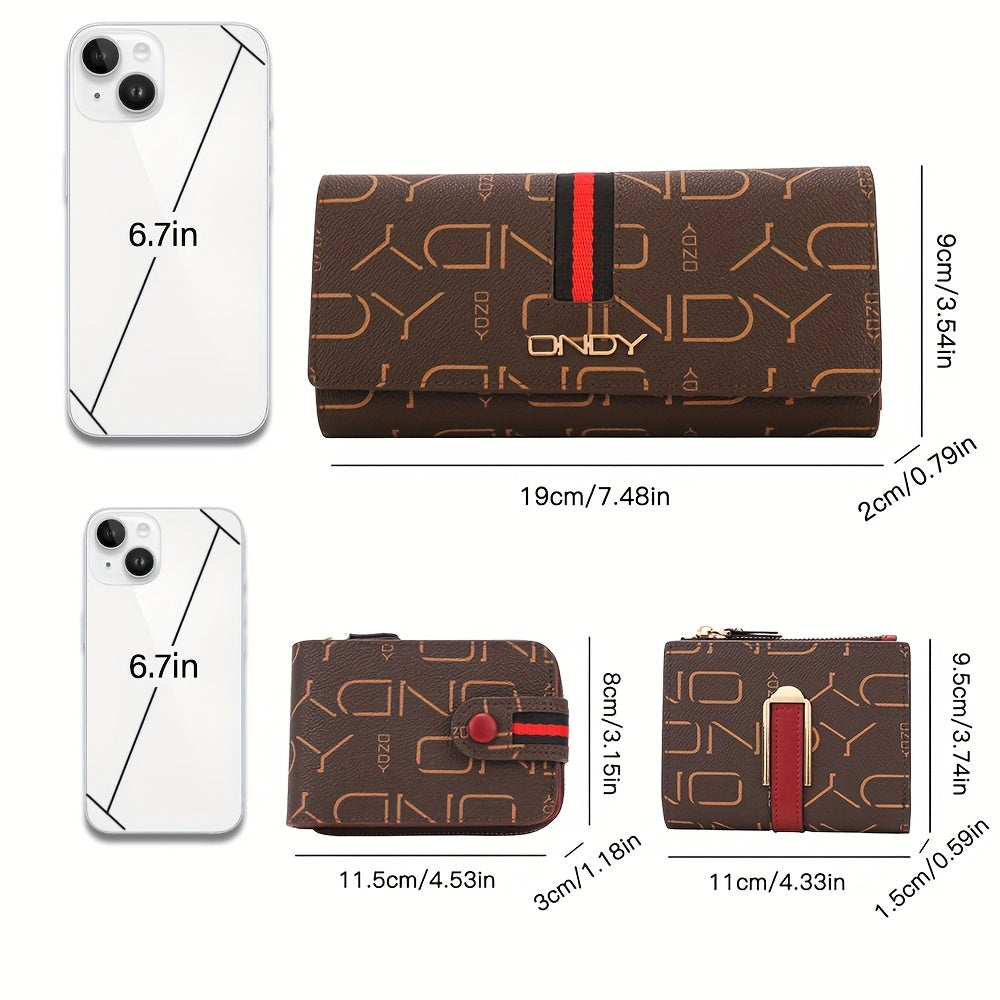 3pcs Women's wallet gift box set, fashionable letter printed long wallet+foldable small wallet+multi slot credit card storage card pack three piece set, the most suitable holiday gift set for girlfriends and mothers