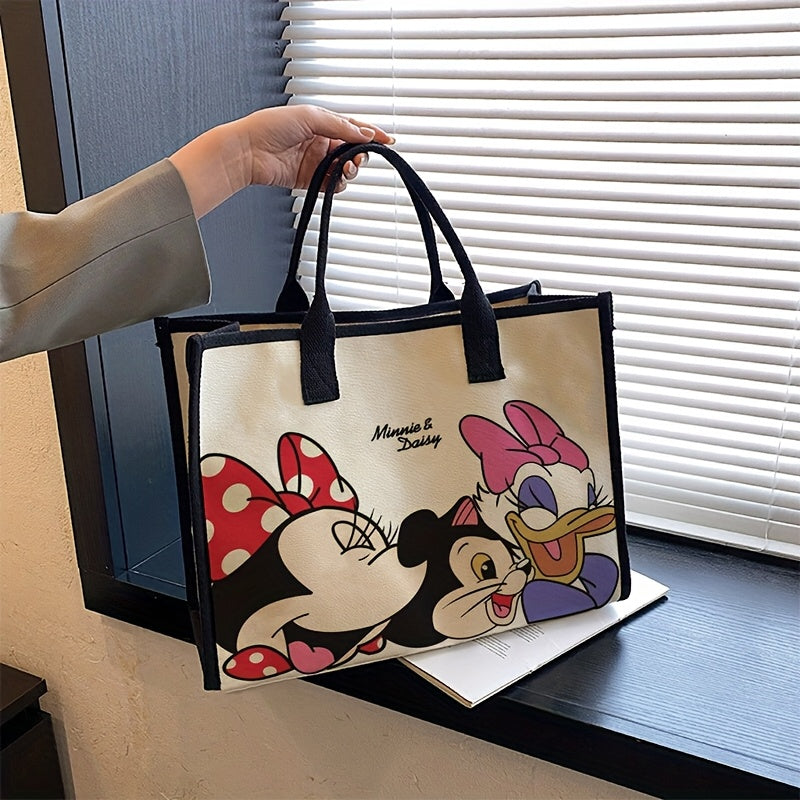large capacity canvas bag Women's casual fashion Mickey single shoulder shopping bag Travel commuter Tote bag