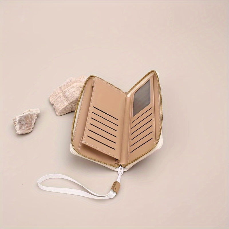 Elegant Women'S Wallet - Long, Multi-Card Slots, Zipper Closure, Minimalist Design with Golden-Tone Hardware, Perfect for Everyday Use or Special Occasions, Everyday Wallet | Minimalist Wallet | Textured Finish