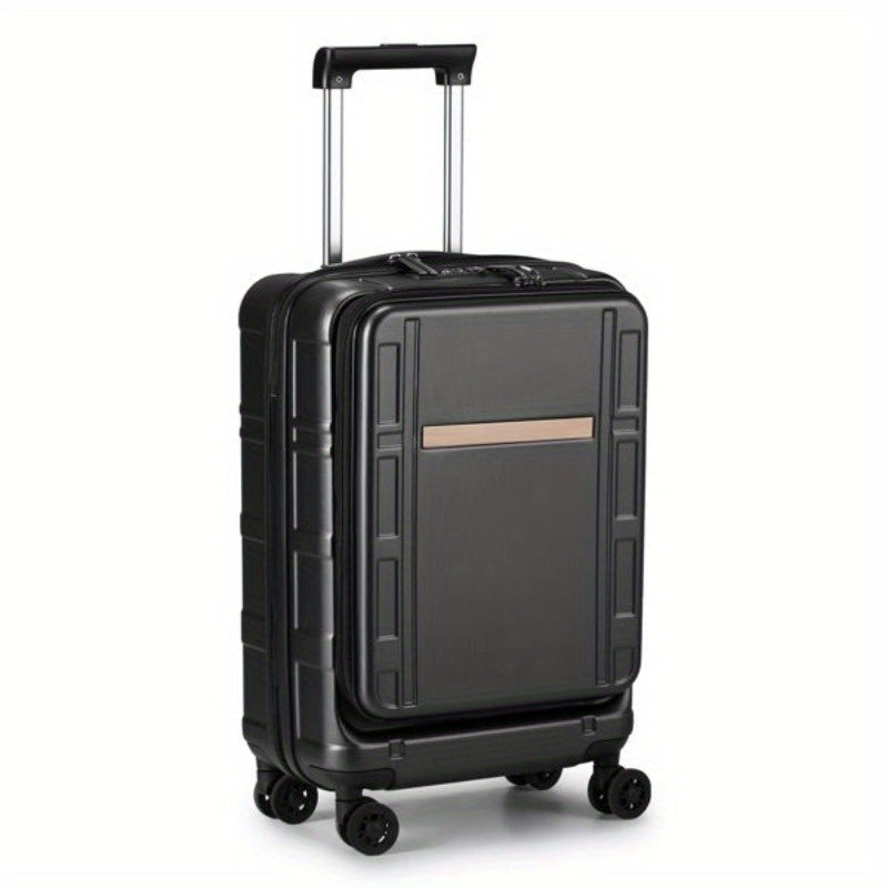 Carry on Luggage 22 X 14 X 9 Airline Approved ABS+PC 20 Inch Luggage with Front Compartment Double Spinner Wheels TSA Lock Black Color