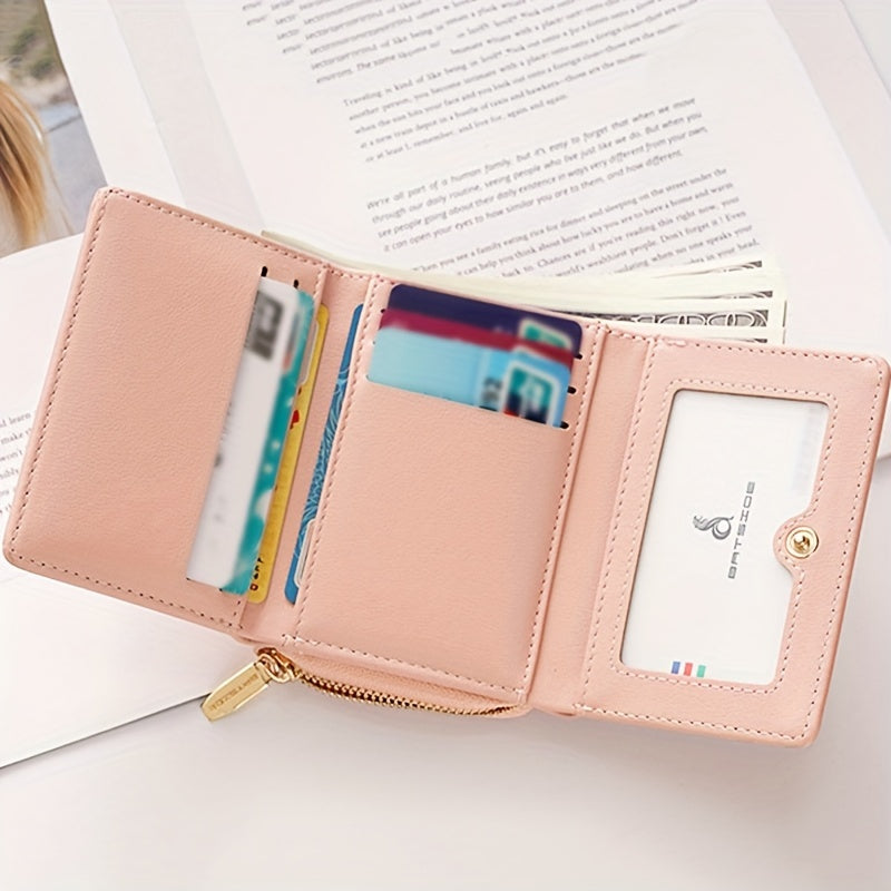 Cute Wallet for Women - Trifold Wallet with Snap Closure, Polyester Lining, and Slip Pocket - Large Capacity Synthetic Leather Card Holder & Coin Purse, Compact and Stylish for Everyday Use