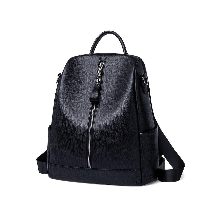 Juelzhen Genuine Leather Double Shoulder Bag Women's Trendy Fashionable Versatile Cowhide 2Genuine Leather Ladies Korean Version Soft Genuine Leather 2025 New Anti-theft Backpack Suitable for School Opening