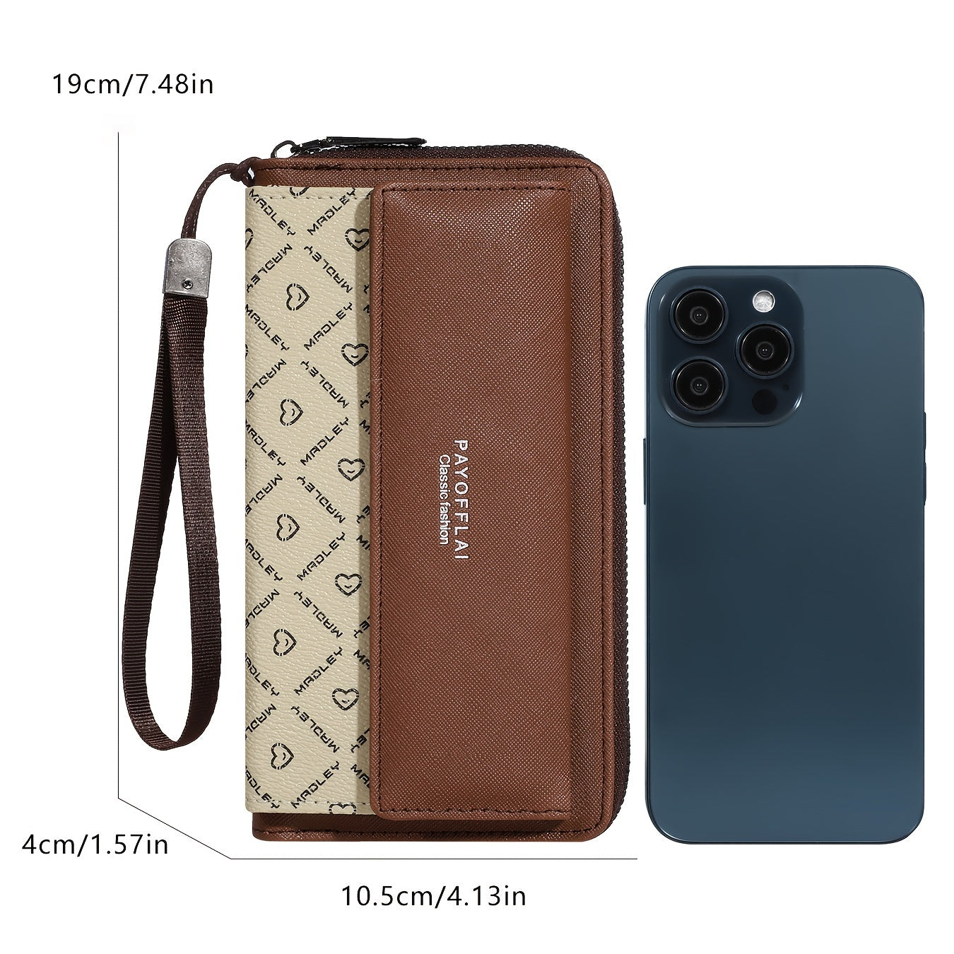 Double-Layer Classic PU Women's Wallet | Long | PU | Double-Layer Design, Zipper Closure, Zip Pocket, Photo Separation Layer | Women | Continental | Color-Block