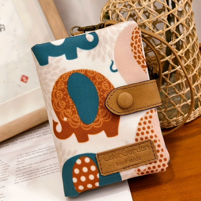 Casual Wristlet Wallet - Polyester, Snap Closure, Multiple Card Slots, Zip Pocket, Coin Pocket for Daily Use