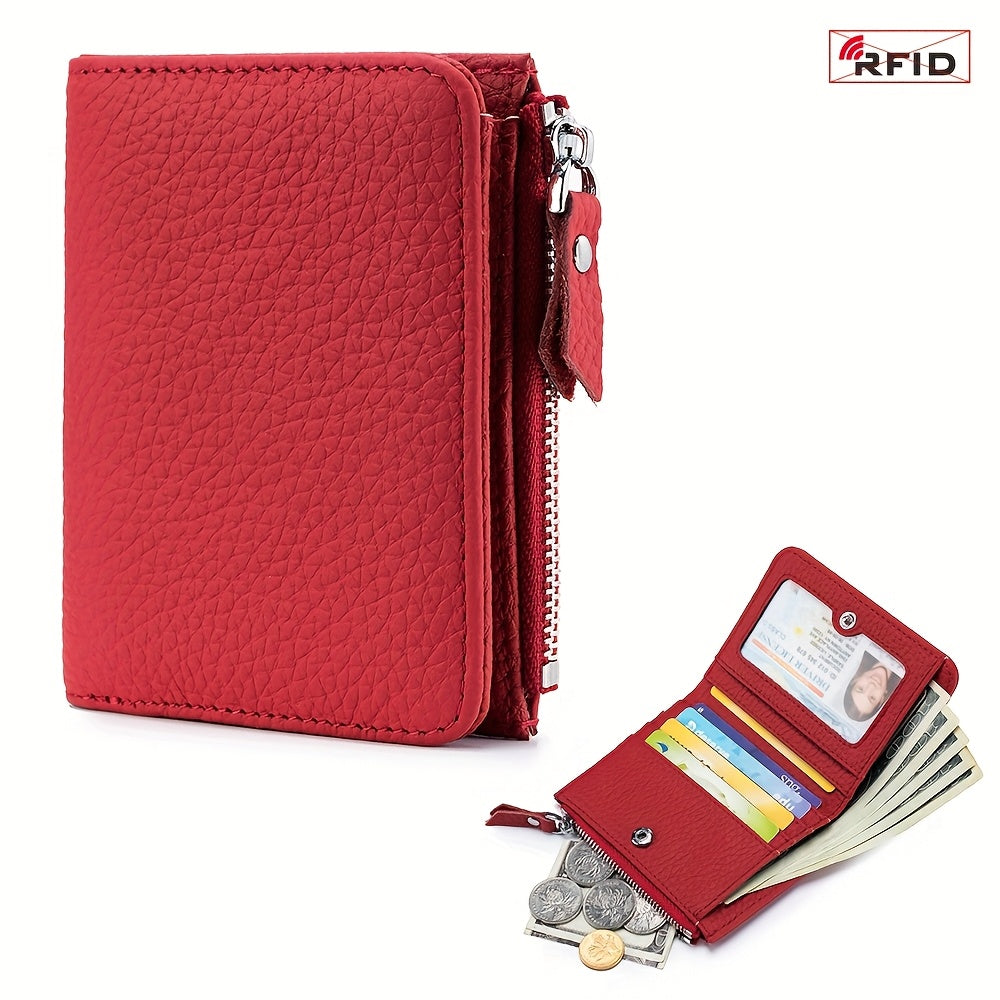 RFID Simple Folding Women'S Wallet, Japanese Ultra-Thin Women'S Credit Card Bag, Short Large-Capacity Coin Purse, Valentine'S Day Gift, Easy to Carry, a Must-Have When Going Out