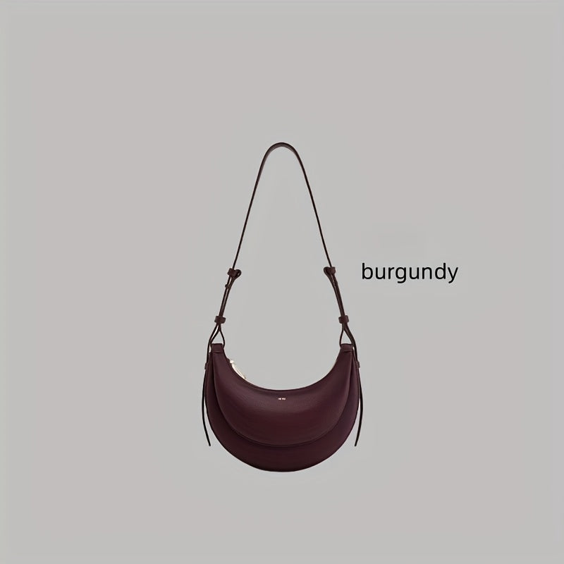 Women'S Crescent Moon Saddle Bag - Unique Design Shoulder Crossbody Purse with Zipper Closure, Polyester Lined, Edge Painted, Perfect for Daily Commute or Casual Wear (White), Small Crossbody Bag