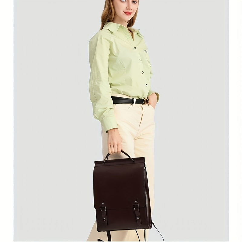 Women'S Genuine Leather Backpack - Large Capacity, Removable Shoulder Strap, Zipper Closure, Retro Preppy Style, Coffee Brown, Ideal for & Commuting, Casual Backpack | Retro Preppy Style | Genuine Leather Bag