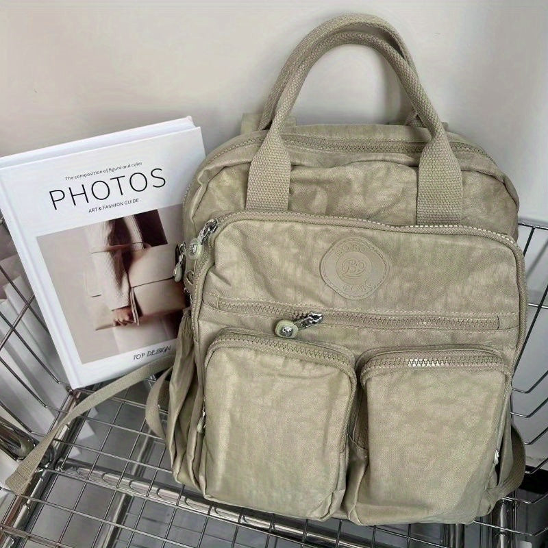 Durable Backpack Durable Double-Backpack for Women | BO Upgrade Fabric & Color, Lightweight Casual College Style, Soft Handle Solid Color Travel Backpack, Personality Color Large Capacity Bag