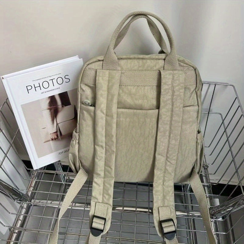 Durable Backpack Durable Double-Backpack for Women | BO Upgrade Fabric & Color, Lightweight Casual College Style, Soft Handle Solid Color Travel Backpack, Personality Color Large Capacity Bag