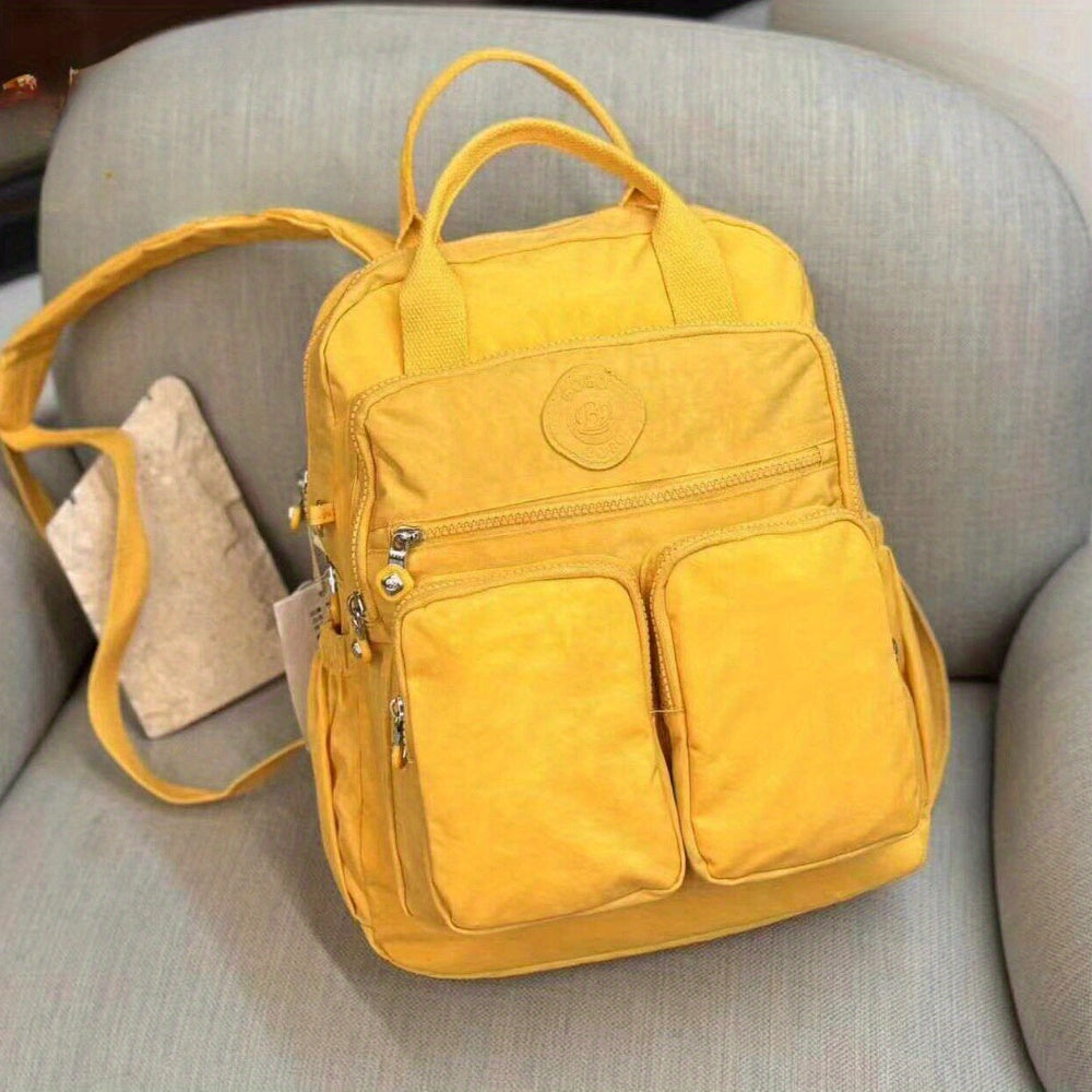 Durable Backpack Durable Double-Backpack for Women | BO Upgrade Fabric & Color, Lightweight Casual College Style, Soft Handle Solid Color Travel Backpack, Personality Color Large Capacity Bag