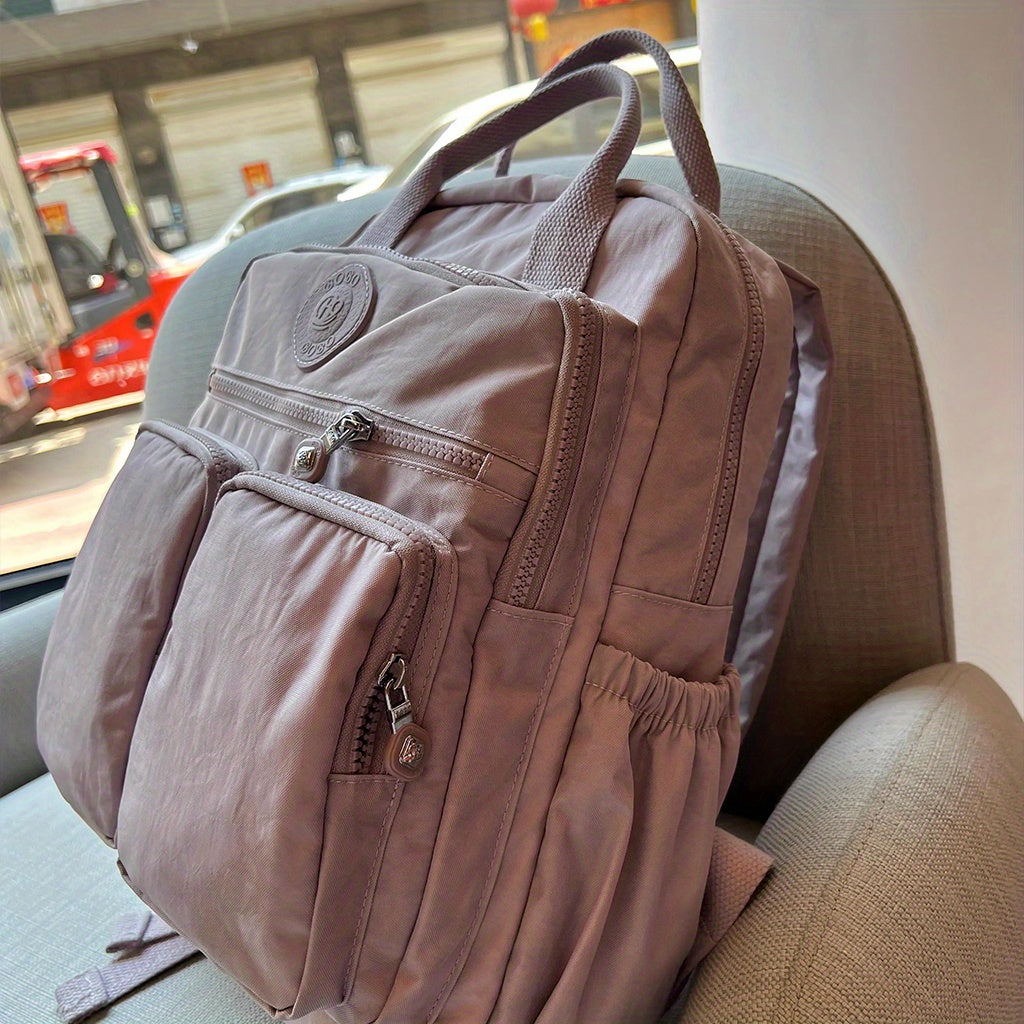 Durable Backpack Durable Double-Backpack for Women | BO Upgrade Fabric & Color, Lightweight Casual College Style, Soft Handle Solid Color Travel Backpack, Personality Color Large Capacity Bag