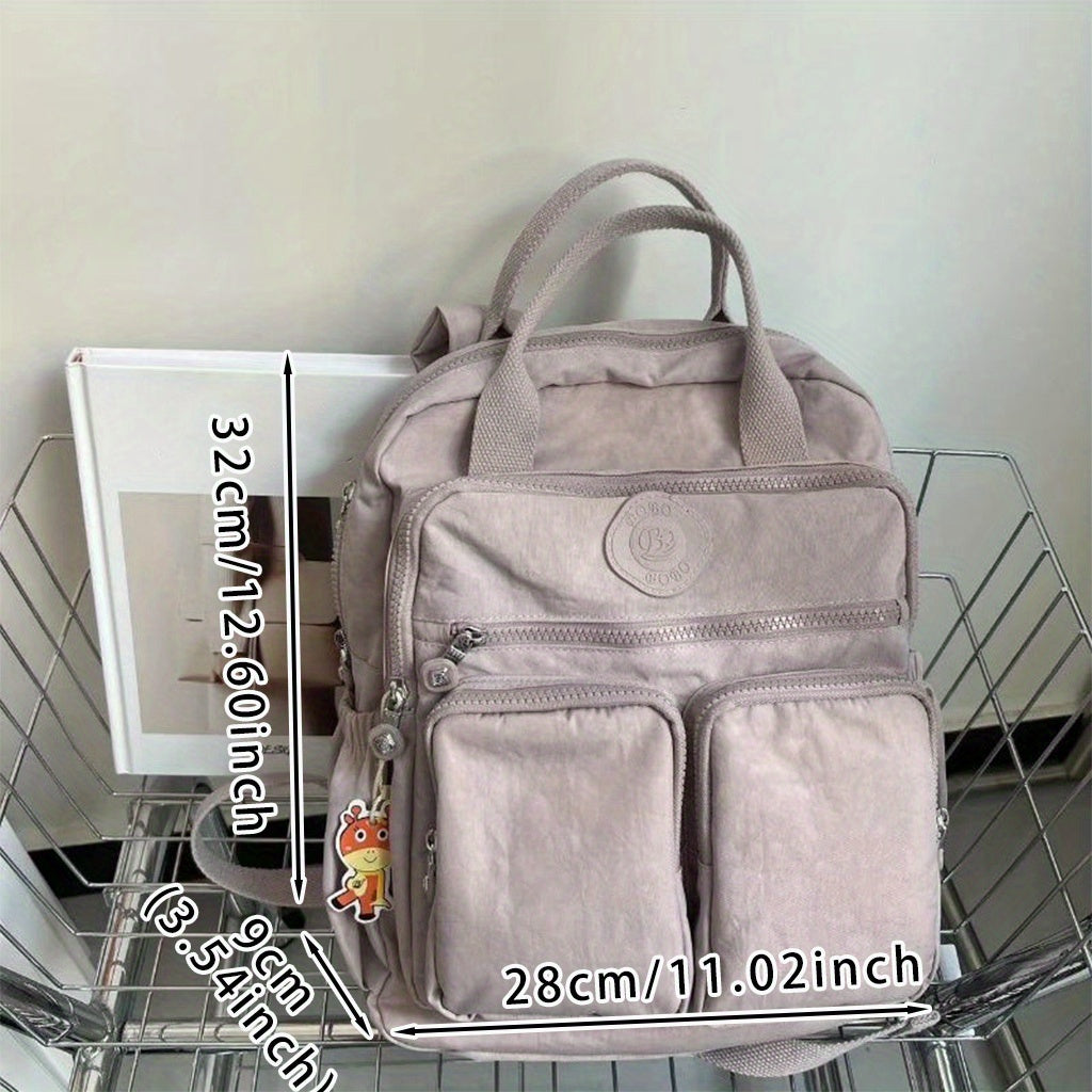 Durable Backpack Durable Double-Backpack for Women | BO Upgrade Fabric & Color, Lightweight Casual College Style, Soft Handle Solid Color Travel Backpack, Personality Color Large Capacity Bag