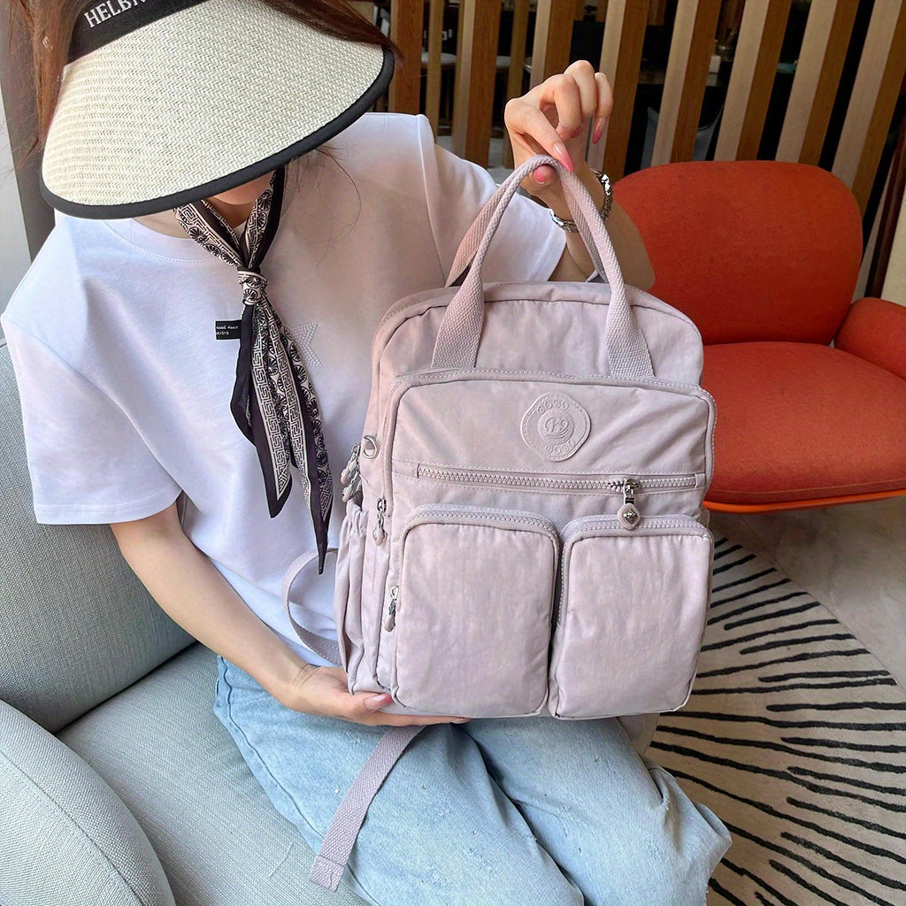 Durable Backpack Durable Double-Backpack for Women | BO Upgrade Fabric & Color, Lightweight Casual College Style, Soft Handle Solid Color Travel Backpack, Personality Color Large Capacity Bag