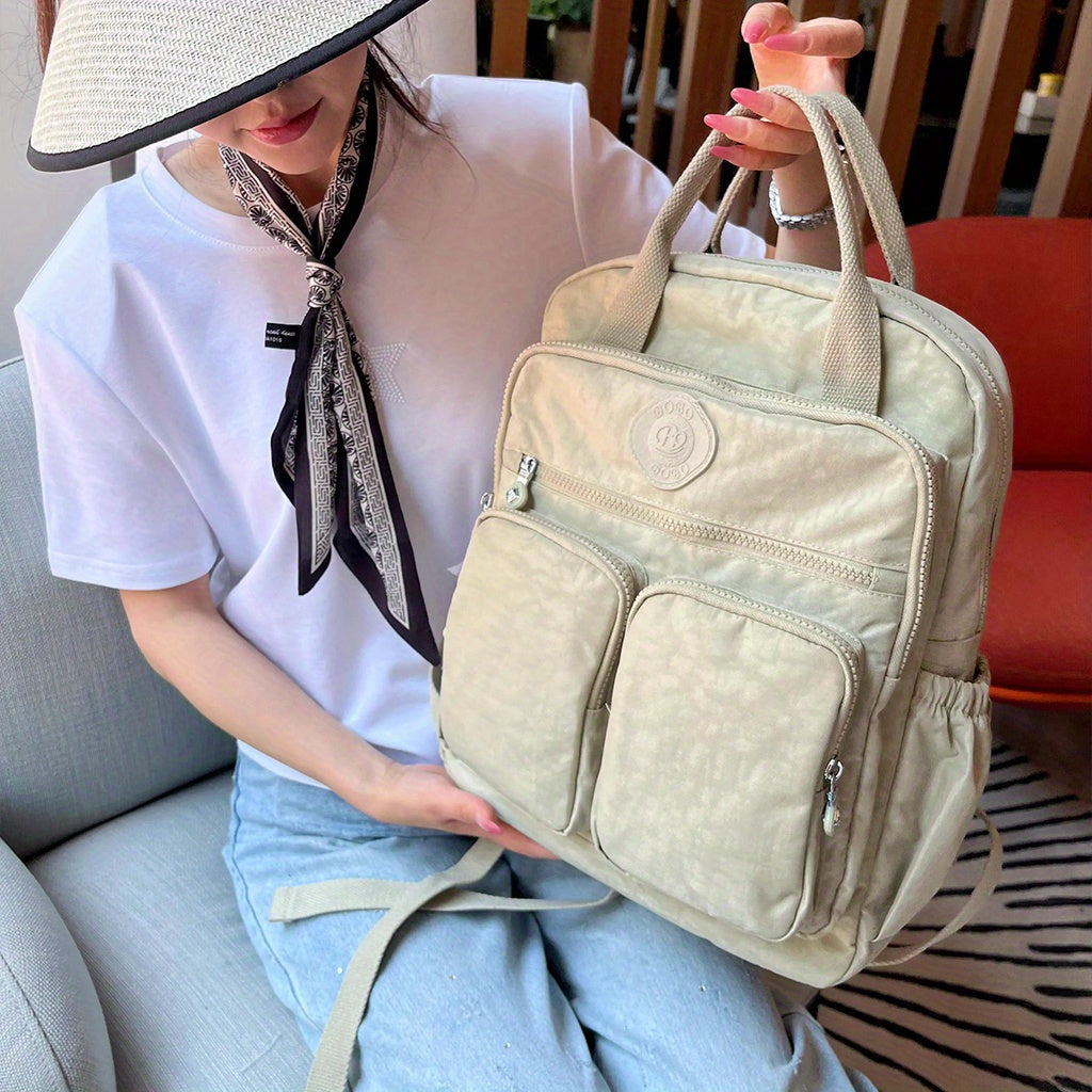 Durable Backpack Durable Double-Backpack for Women | BO Upgrade Fabric & Color, Lightweight Casual College Style, Soft Handle Solid Color Travel Backpack, Personality Color Large Capacity Bag