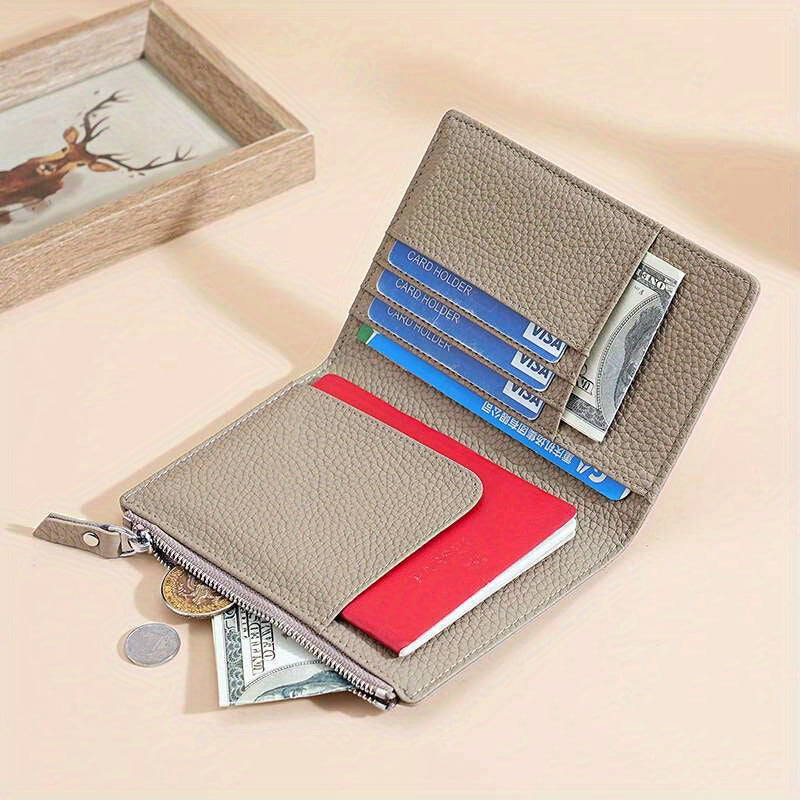 Premium Travel Wallet Genuine Leather Passport Holder Wallet | Multi-Function Travel Organizer with Zipper Closure, Card Slots & Coin Pocket for Women in Beige, Navy Blue, or Rose Pink, Secure Travel Wallet | Embossed Genuine Leather Design