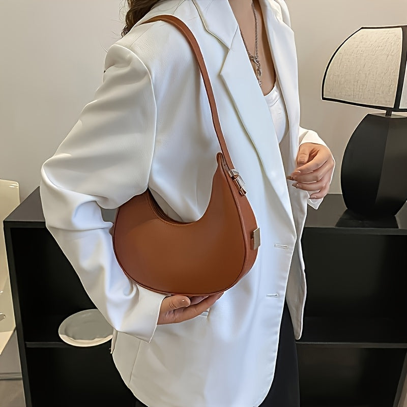 Chic French-Inspired Women'S Crossbody Bag - Stylish Underarm Wallet with Zipper, Available in Khaki, Light Brown, White, Black | Modern Minimalist Design | Compact & Secure Zipper Closure