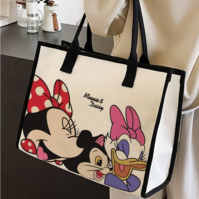large capacity canvas bag Women's casual fashion Mickey single shoulder shopping bag Travel commuter Tote bag