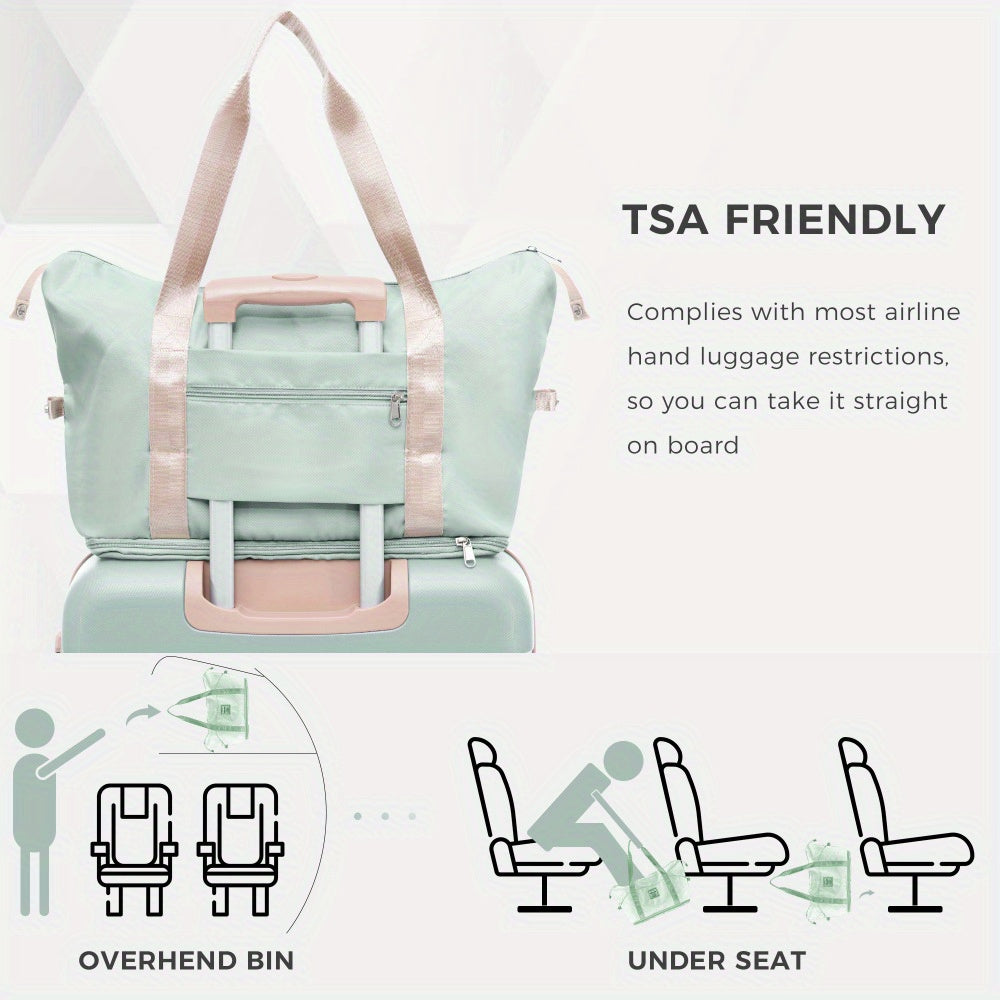 Luggage Sets 4pcs, ABS Durable Suitcase with Travel Bag, Carry On Luggage Suitcase Set with 360° Spinner Wheels, grey green