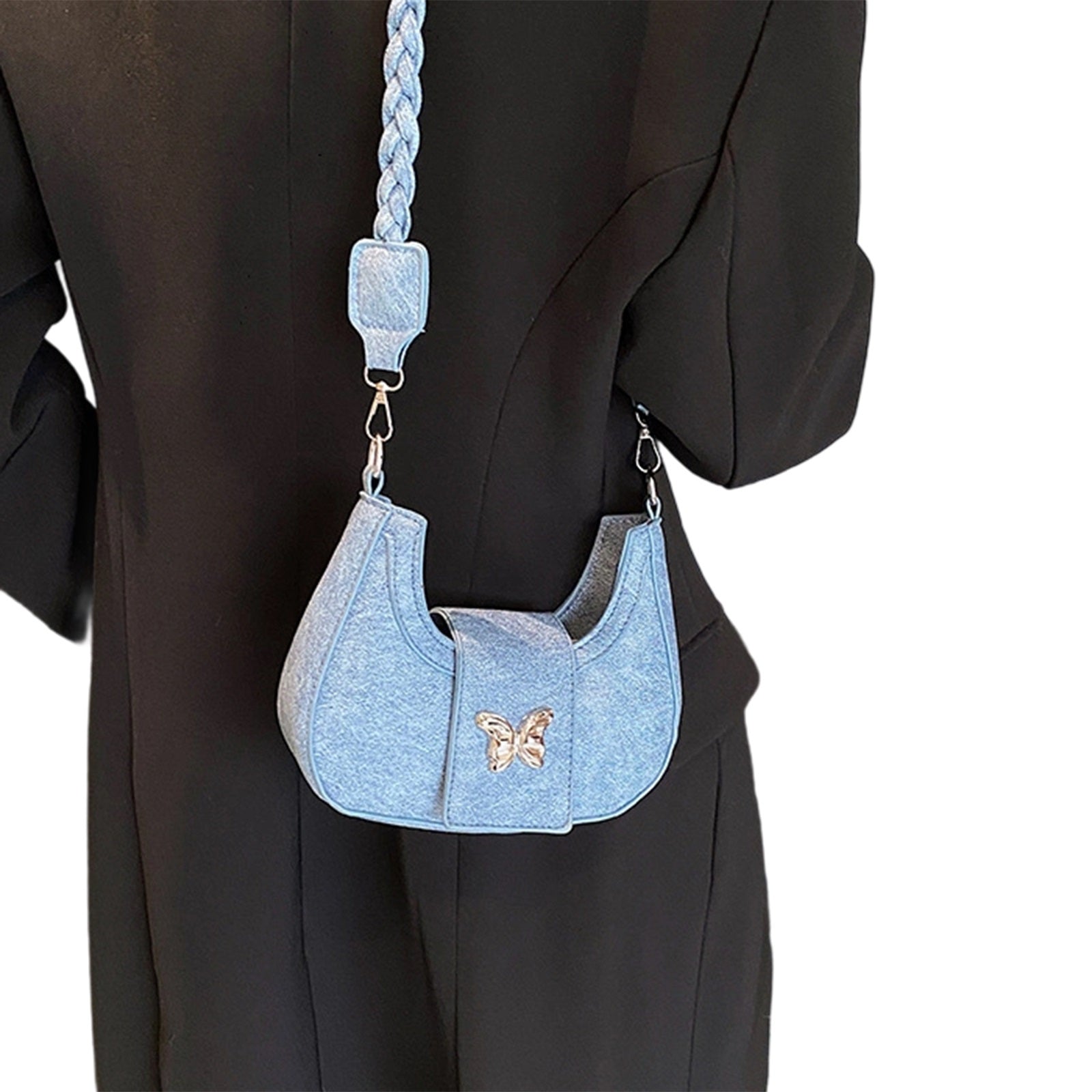 Butterfly Crescent Bags for Women Trendy Shoulder Purse Small Crossbody Bag for Office Travel Party