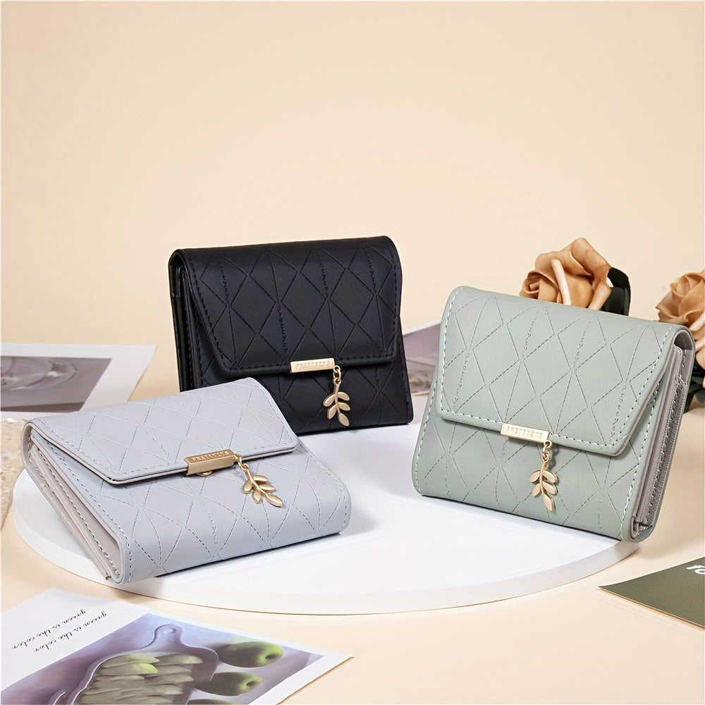 Compact Chic Argyle Trifold Wallet - Casual Snap-Closure with Coin Pocket, Durable Credit Card Holder