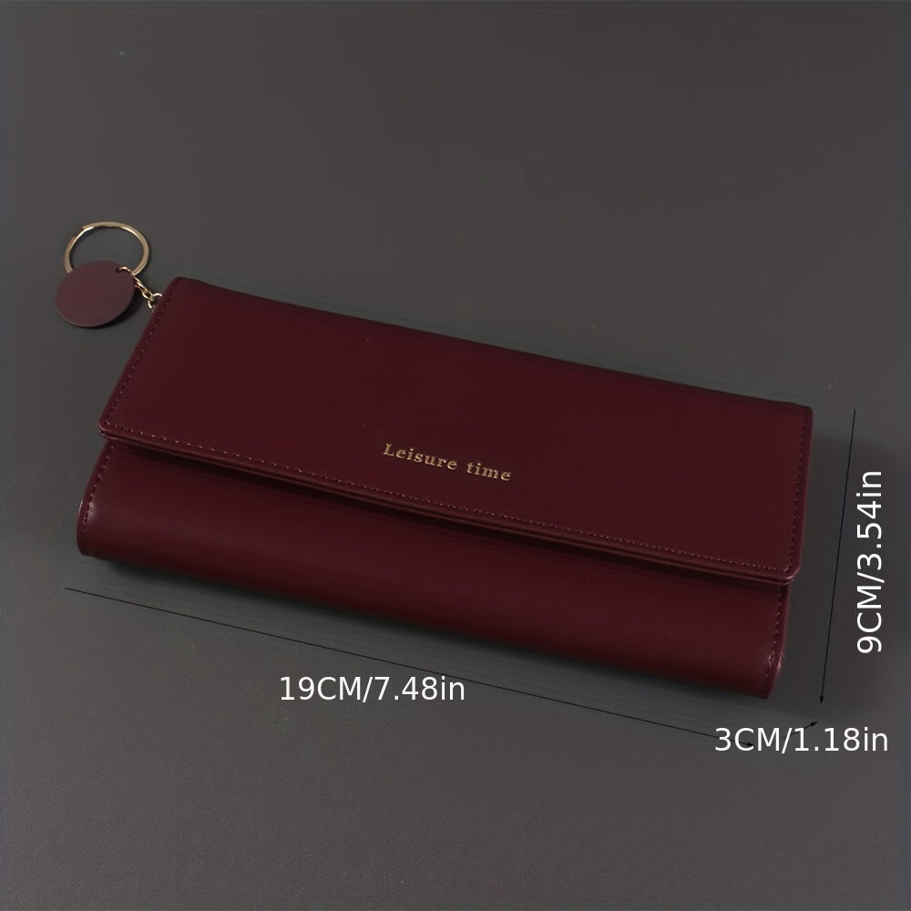 Large Capacity Simple Long Clutch Purse, Lightweight Casual Portable Storage Bag With Pendant Wallet
