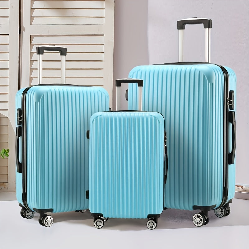 3pcs Set of Simple and Stylish 20-Inch, 24-Inch, 28-Inch Essential Travel Suitcases for Family