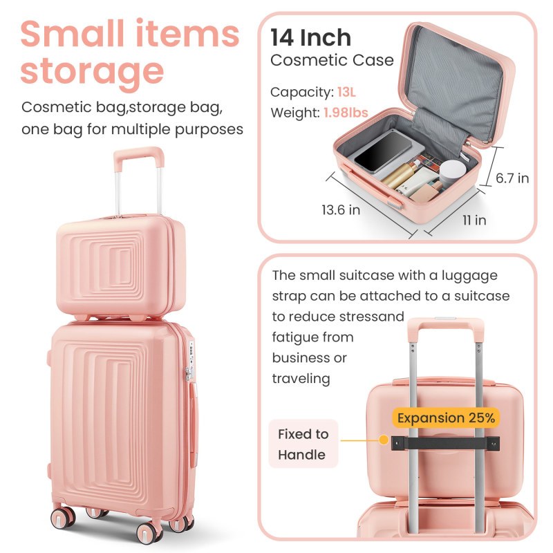 Luggage 4pcs Sets 14 20 24 28 Hard Shell Lightweight TSA Lock Carry on Expandable Suitcase with Spinner Wheels Travel Set for Men Women