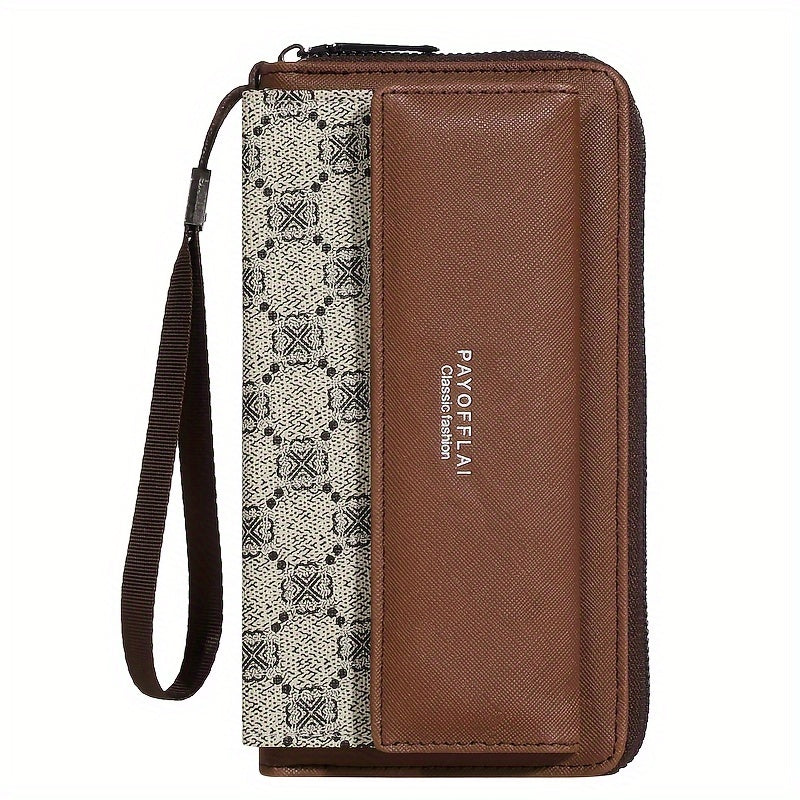 Double-Layer Classic PU Women's Wallet | Long | PU | Double-Layer Design, Zipper Closure, Zip Pocket, Photo Separation Layer | Women | Continental | Color-Block