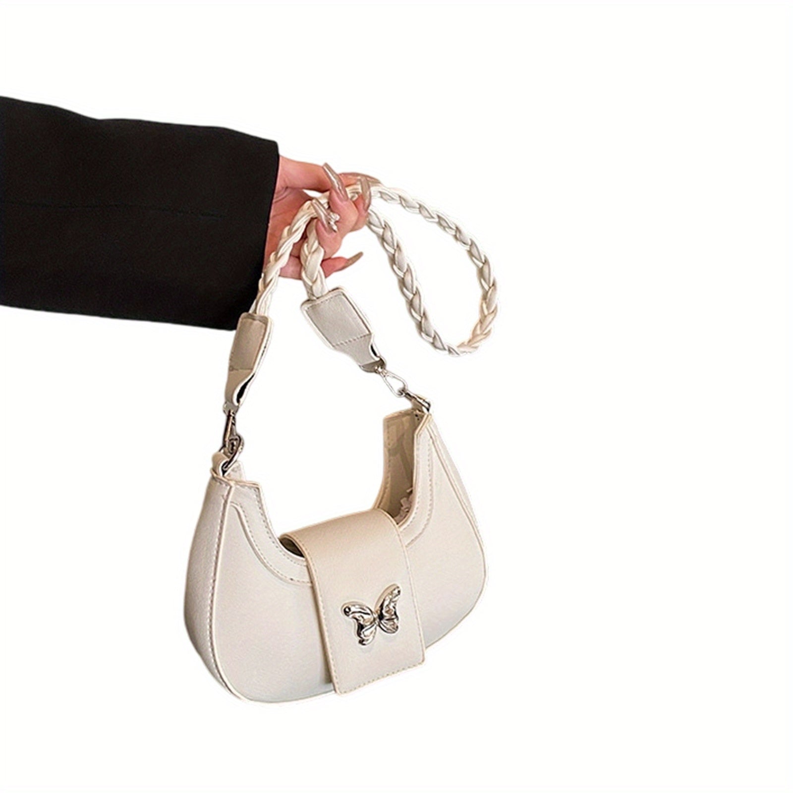 Butterfly Crescent Bags for Women Trendy Shoulder Purse Small Crossbody Bag for Office Travel Party