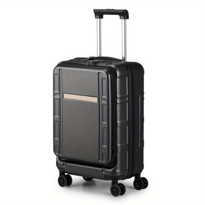 Carry on Luggage 22 X 14 X 9 Airline Approved ABS+PC 20 Inch Luggage with Front Compartment Double Spinner Wheels TSA Lock Black Color