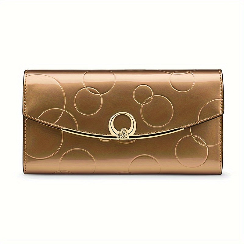 Classic RFID Genuine Leather Wallet for Women - Trifold Snap Closure Handbag with Zip Pocket, Polyester Lined - Luxury Designer Wallet with Cell Phone Pocket from Guangzhou