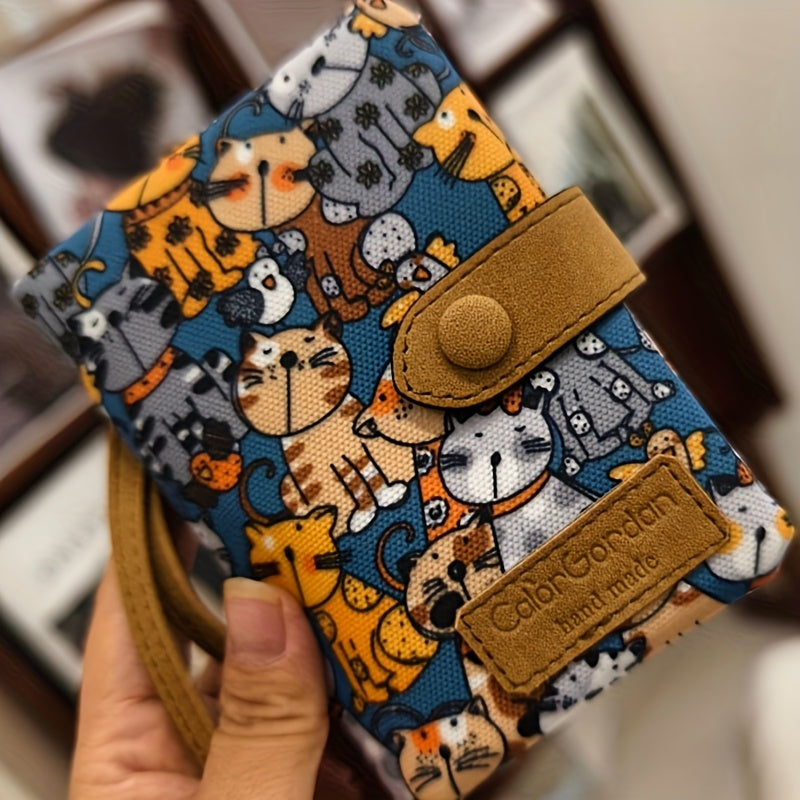 Casual Wristlet Wallet - Polyester, Snap Closure, Multiple Card Slots, Zip Pocket, Coin Pocket for Daily Use