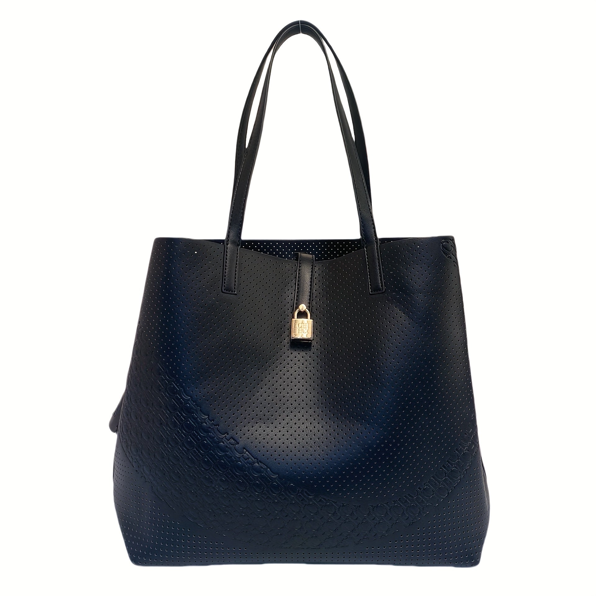 Women's Large Tote Bag - Retro Handbag with Magnetic Closure, Spacious Structured Design & PVC Lining, Beige & Golden-Tone Accents, Durable Versatile Shoulder Bag for Everyday Use