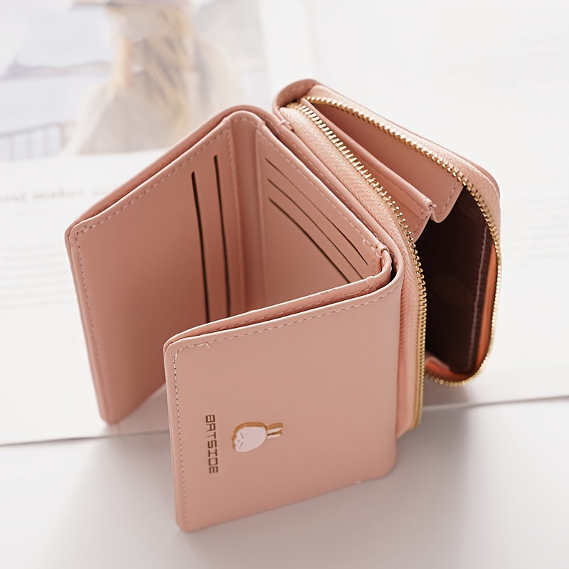 Cute Wallet for Women - Trifold Wallet with Snap Closure, Polyester Lining, and Slip Pocket - Large Capacity Synthetic Leather Card Holder & Coin Purse, Compact and Stylish for Everyday Use