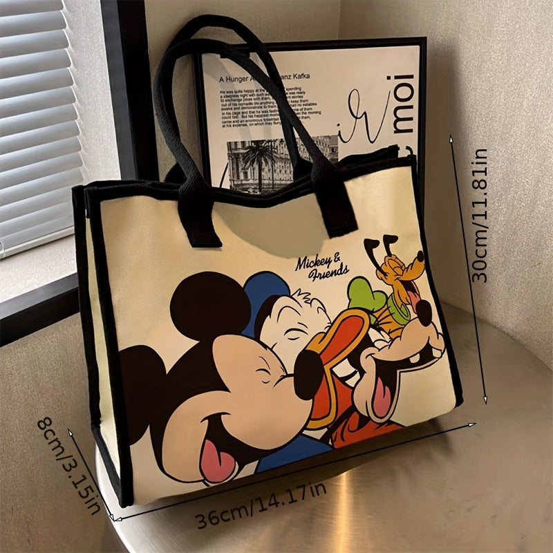 large capacity canvas bag Women's casual fashion Mickey single shoulder shopping bag Travel commuter Tote bag