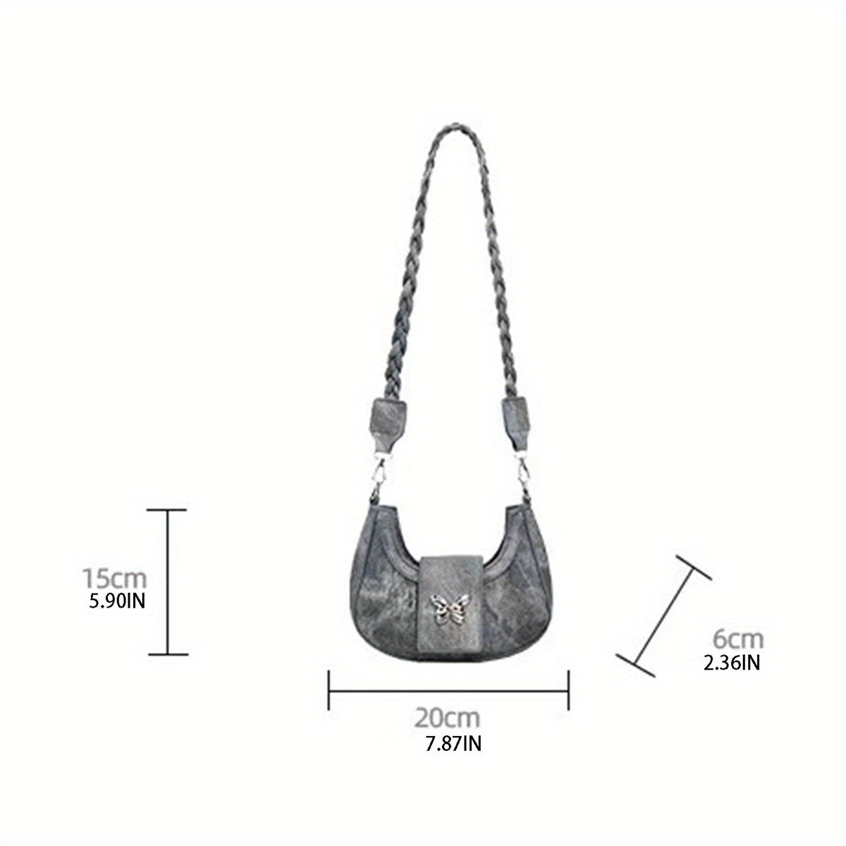 Butterfly Crescent Bags for Women Trendy Shoulder Purse Small Crossbody Bag for Office Travel Party