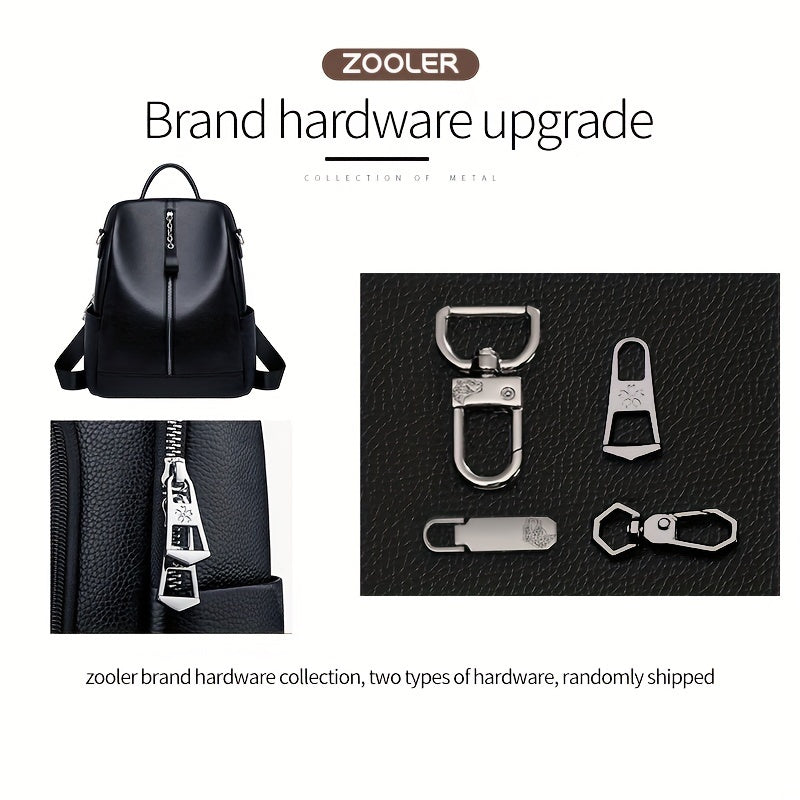 Juelzhen Genuine Leather Double Shoulder Bag Women's Trendy Fashionable Versatile Cowhide 2Genuine Leather Ladies Korean Version Soft Genuine Leather 2025 New Anti-theft Backpack Suitable for School Opening