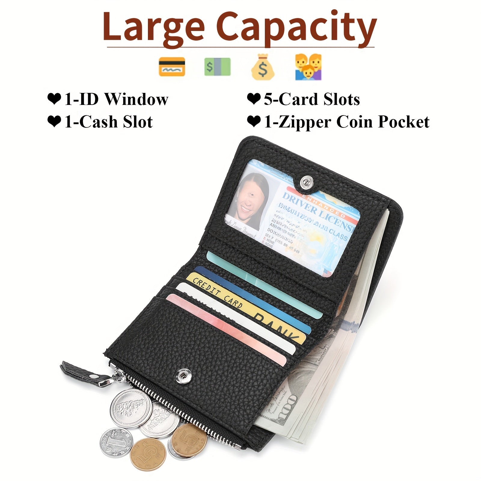 RFID Simple Folding Women'S Wallet, Japanese Ultra-Thin Women'S Credit Card Bag, Short Large-Capacity Coin Purse, Valentine'S Day Gift, Easy to Carry, a Must-Have When Going Out