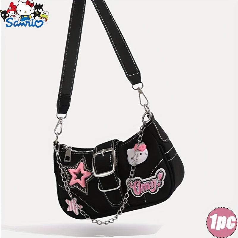 1pc Sanrio Hello Kitty Fashion Synthetic Synthetic Leather Crescent Underarm Bag - Lightweight and Compact, Cartoon Anime Pattern Printing Design, Belt Buckle Design, Anti-theft and Anti-theft, Perfect Birthday Gift, Wallet