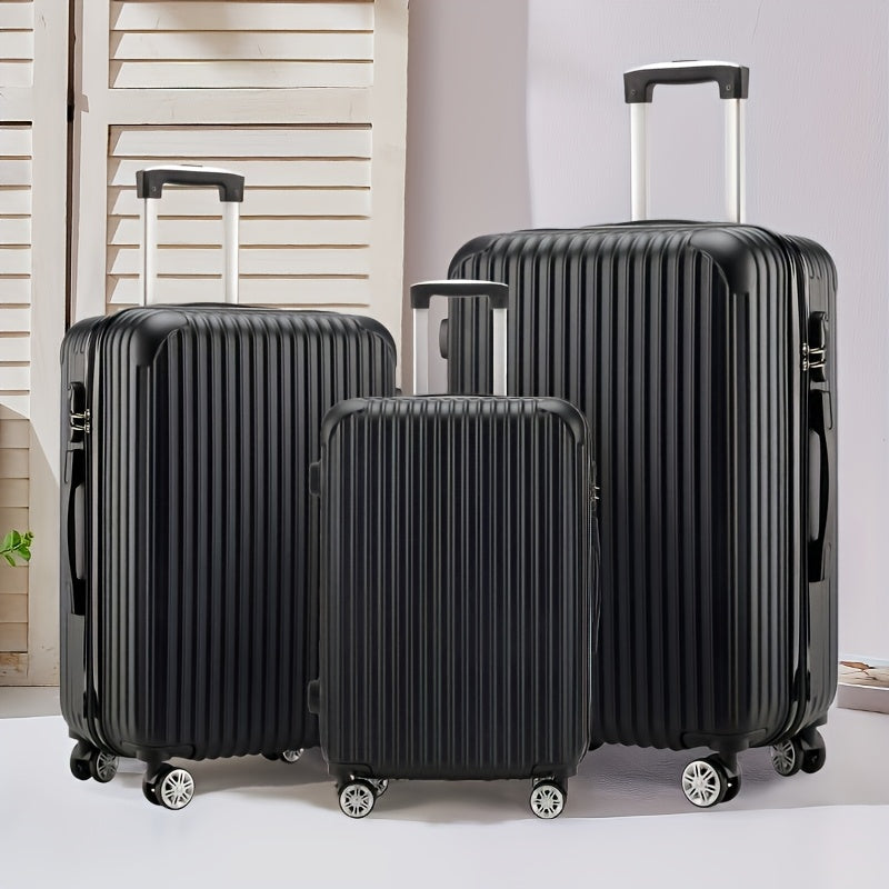 3pcs Set of Simple and Stylish 20-Inch, 24-Inch, 28-Inch Essential Travel Suitcases for Family