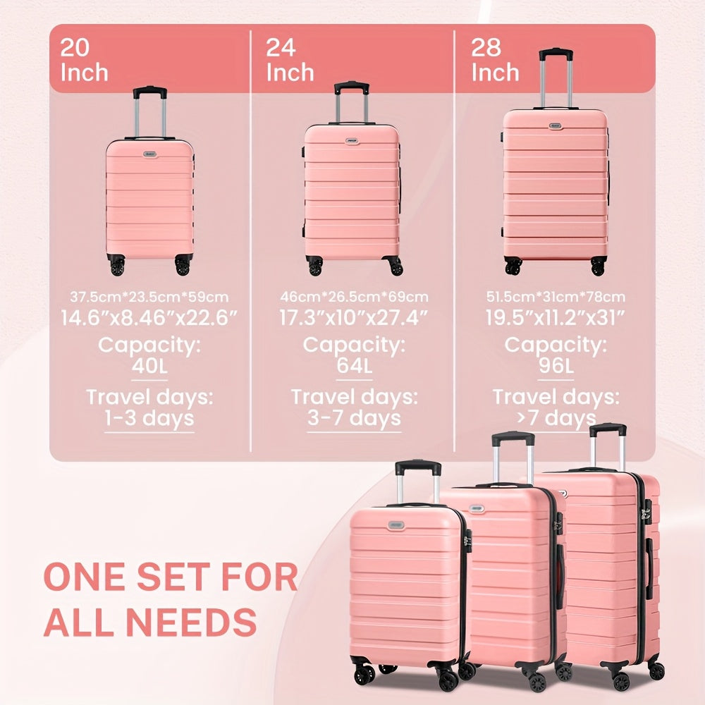 Luggage 3pcs Hardshell Suitcase Family Set (20\u002F24\u002F28 Inch) TSA Lock Multi-Directional Wheels