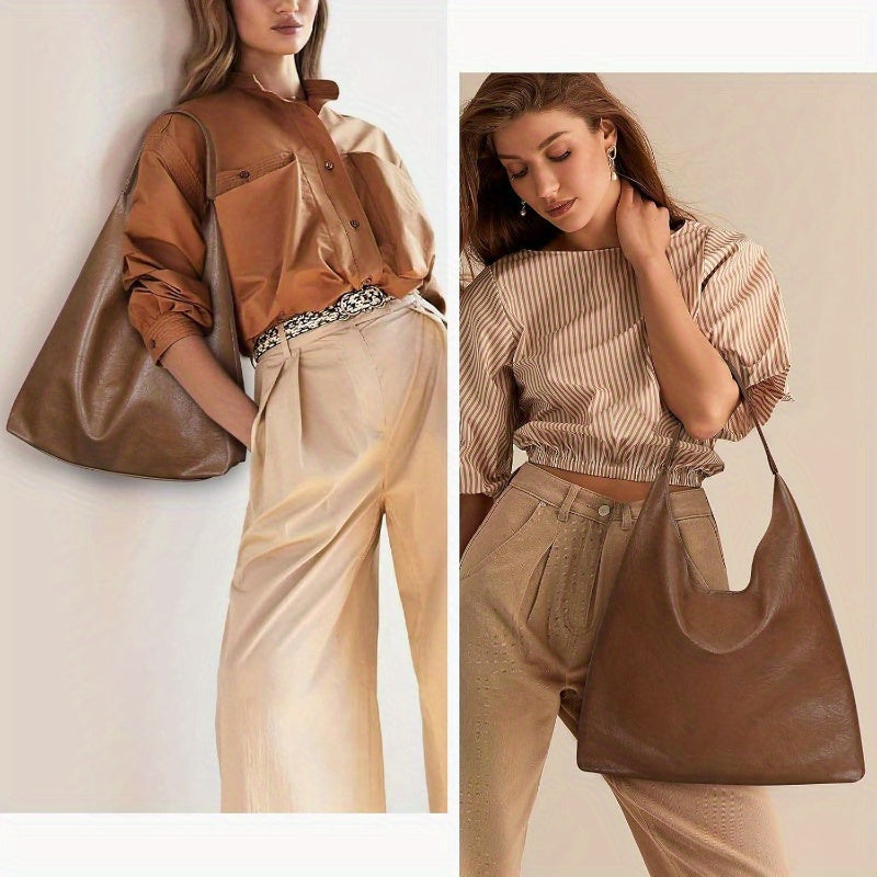 Tote Bag Hobo Handbags for Women Soft Vegan Faux Leather Shoulder Bags Slouchy Tote Purses for Work Shopping