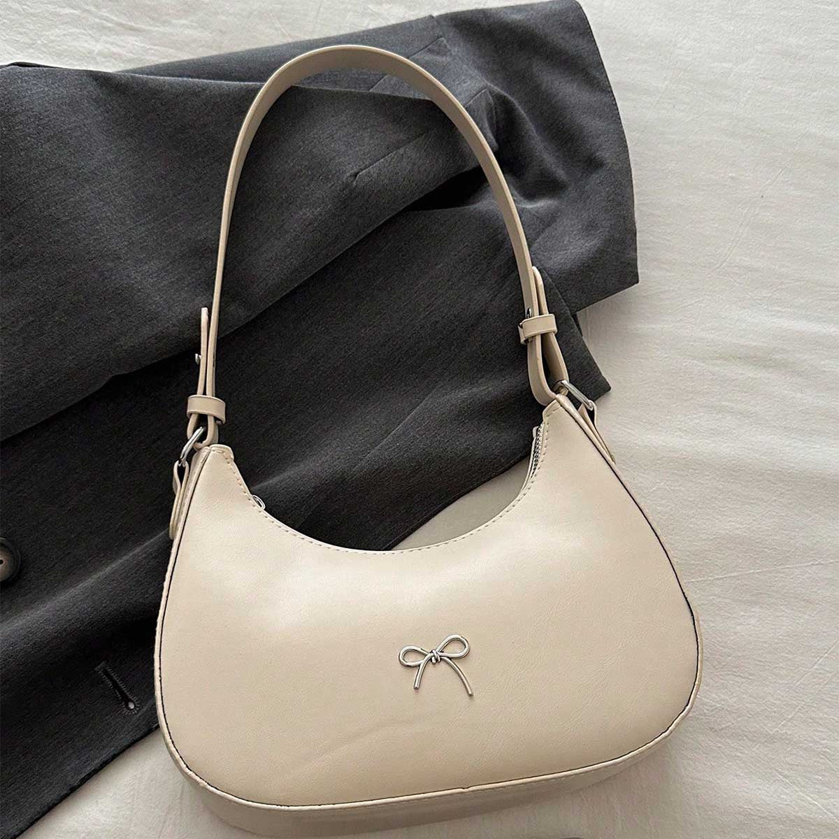 Stylish Shoulder Bag Stylish Black Women's Shoulder Bag | Sleek Crescent Design, Adjustable Strap, Metallic Accents, Perfect for Work, Casual Outings, and Holiday Gifts, Daily Shoulder Bag, Versatile Fashion