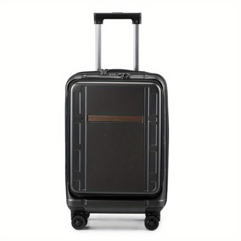 Carry on Luggage 22 X 14 X 9 Airline Approved ABS+PC 20 Inch Luggage with Front Compartment Double Spinner Wheels TSA Lock Black Color