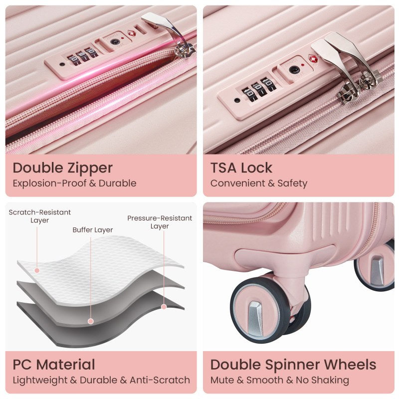 Luggage Sets 3pcs 20 24 28 Expandable Carry On Luggage with TSA Lock Airline Approved 100pcs Hard Shell and Lightweight Suitcase with Front Pocket and Spinner Wheels