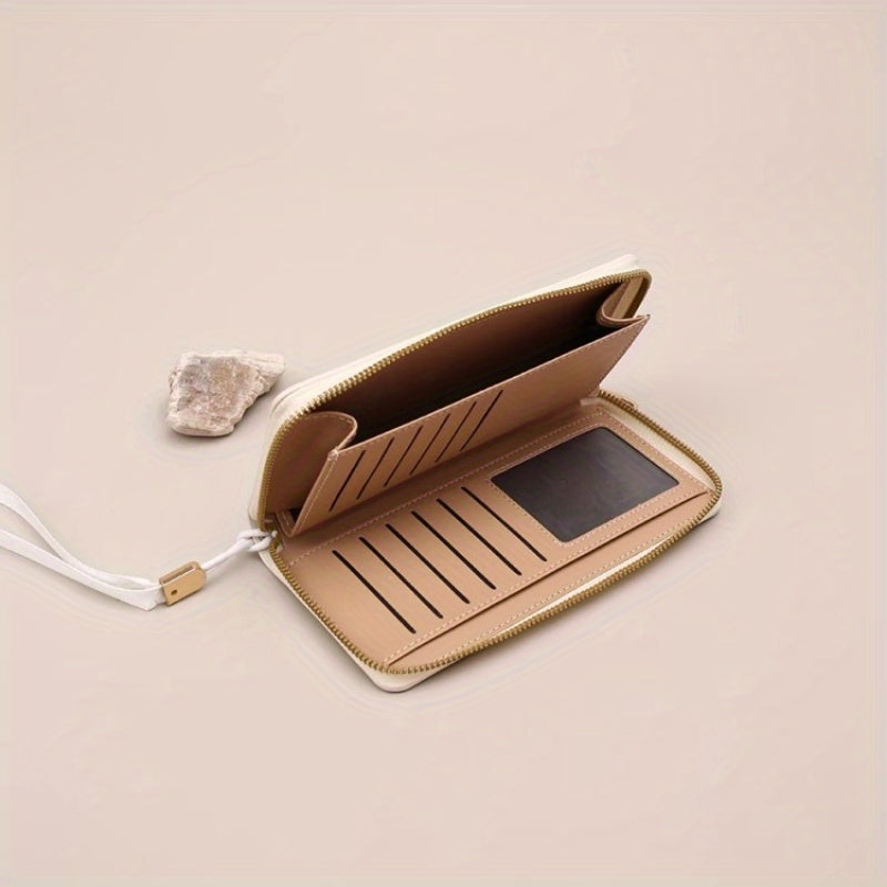 Elegant Women'S Wallet - Long, Multi-Card Slots, Zipper Closure, Minimalist Design with Golden-Tone Hardware, Perfect for Everyday Use or Special Occasions, Everyday Wallet | Minimalist Wallet | Textured Finish