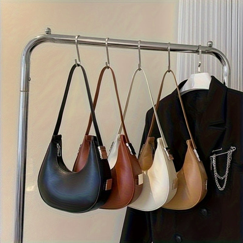 Chic French-Inspired Women'S Crossbody Bag - Stylish Underarm Wallet with Zipper, Available in Khaki, Light Brown, White, Black | Modern Minimalist Design | Compact & Secure Zipper Closure